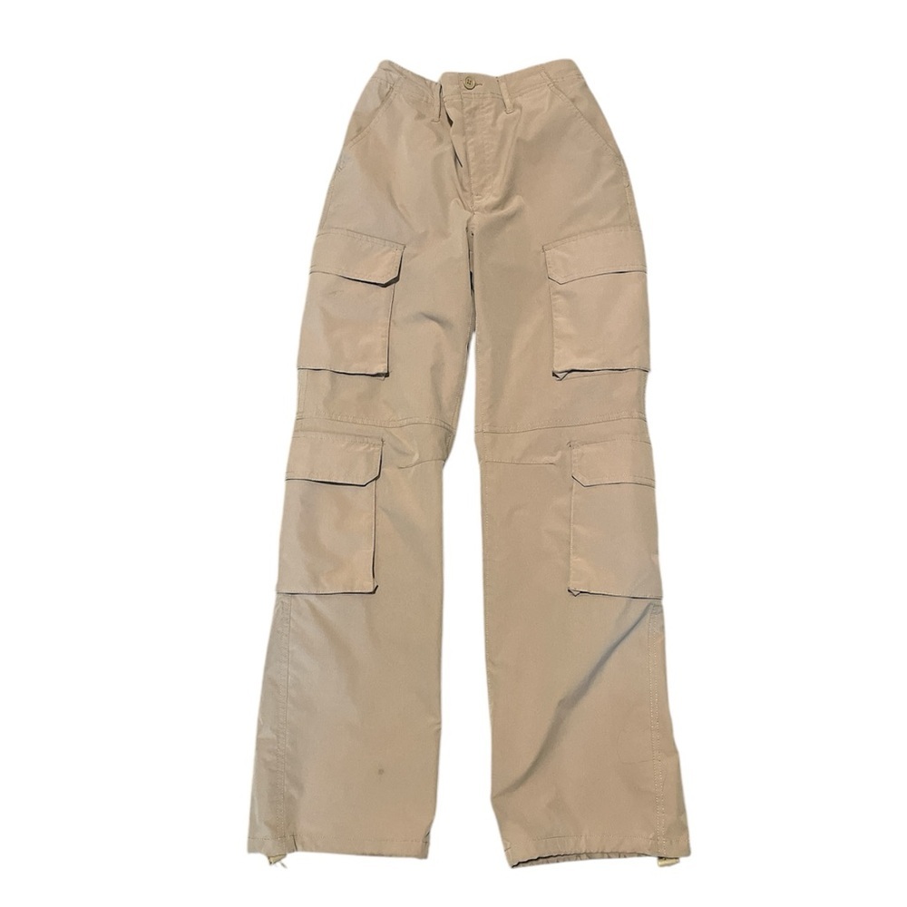 Woman’s Tan Cargo Pants. Elastic back waist. S